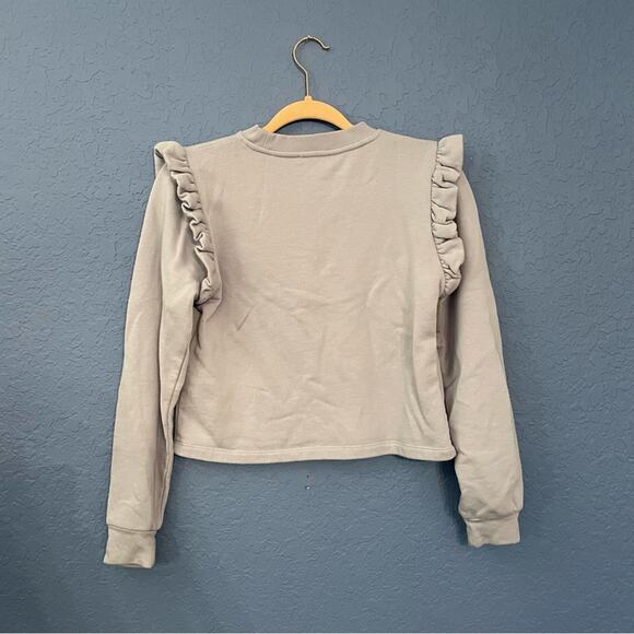 Zara S gray long sleeve blouse ruffle crewneck kawaii pastel girlhoodcore solid - Picture 5 of 7